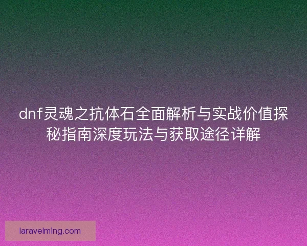 dnf灵魂之抗体石全面解析与实战价值探秘指南深度玩法与获取途径详解