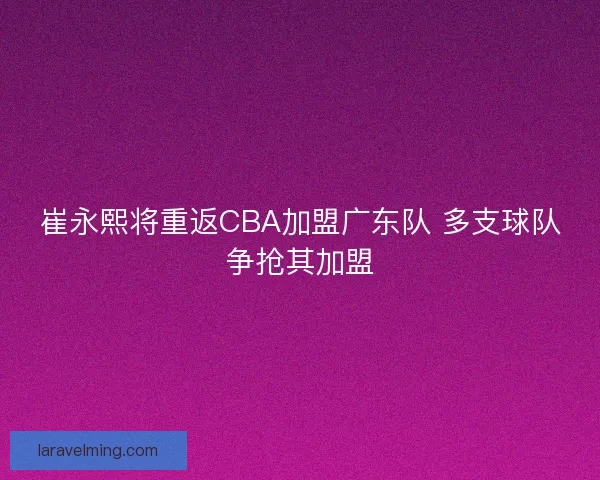 崔永熙将重返CBA加盟广东队 多支球队争抢其加盟